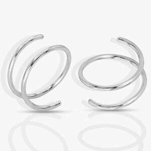 New Silver Double Hoop Spiral Earrings for Single Piercing Twist 10mm